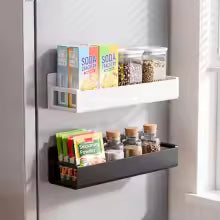 Wall-mounted Kitchen Spice Rack; Multifunctional Magnetic Storage Shelf Suitable for Balconies, Bathrooms, and Bedrooms.