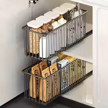 Pull Out Cabinet Organizer Slide Out Drawer Storage Shelves Cupboard Organiser Sliding Cabinet Basket for Kitchen No Drilling