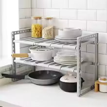 Under Sink Organizer 2-Tier Expandable Cabinet Shelf With 10 Removable Panels For Bathroom Storage,Expand Holder Shelf Organis