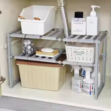 Under Sink Organizer 2-Tier Expandable Cabinet Shelf With 10 Removable Panels For Bathroom Storage,Expand Holder Shelf Organis