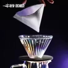MHW-3BOMBER Glass Coffee Filter Cups and Espresso Filter Paper Set Reusable Cone Pour Over Coffee Dripper Filters Accessorie