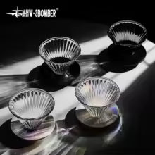 MHW-3BOMBER Glass Coffee Filter Cups and Espresso Filter Paper Set Reusable Cone Pour Over Coffee Dripper Filters Accessorie