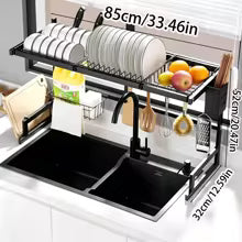 Tray-Style Draining Rack, Large-Capacity Multi-Functional Storage Rack, Storage Rack Above the Sink, Sink Storage Rack, Storage and Organization Supplies, Countertop Draining and Storage Organizer